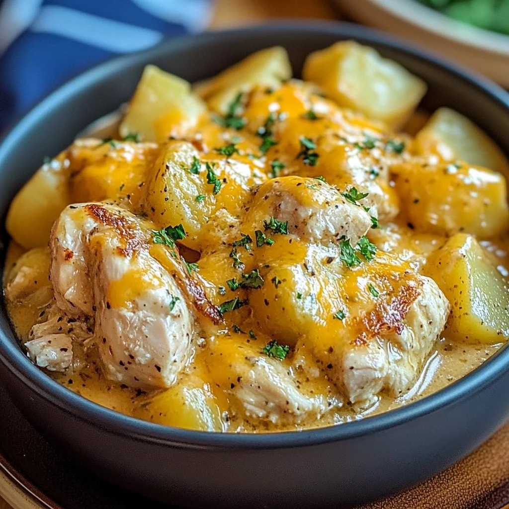 Slow Cooker Ranch Chicken and Potatoes dish ready to serve
