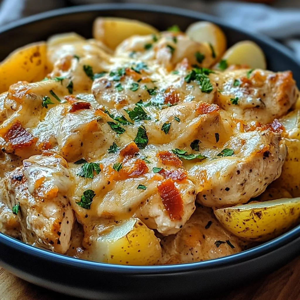 Slow Cooker Cheesy Ranch Chicken and Potatoes