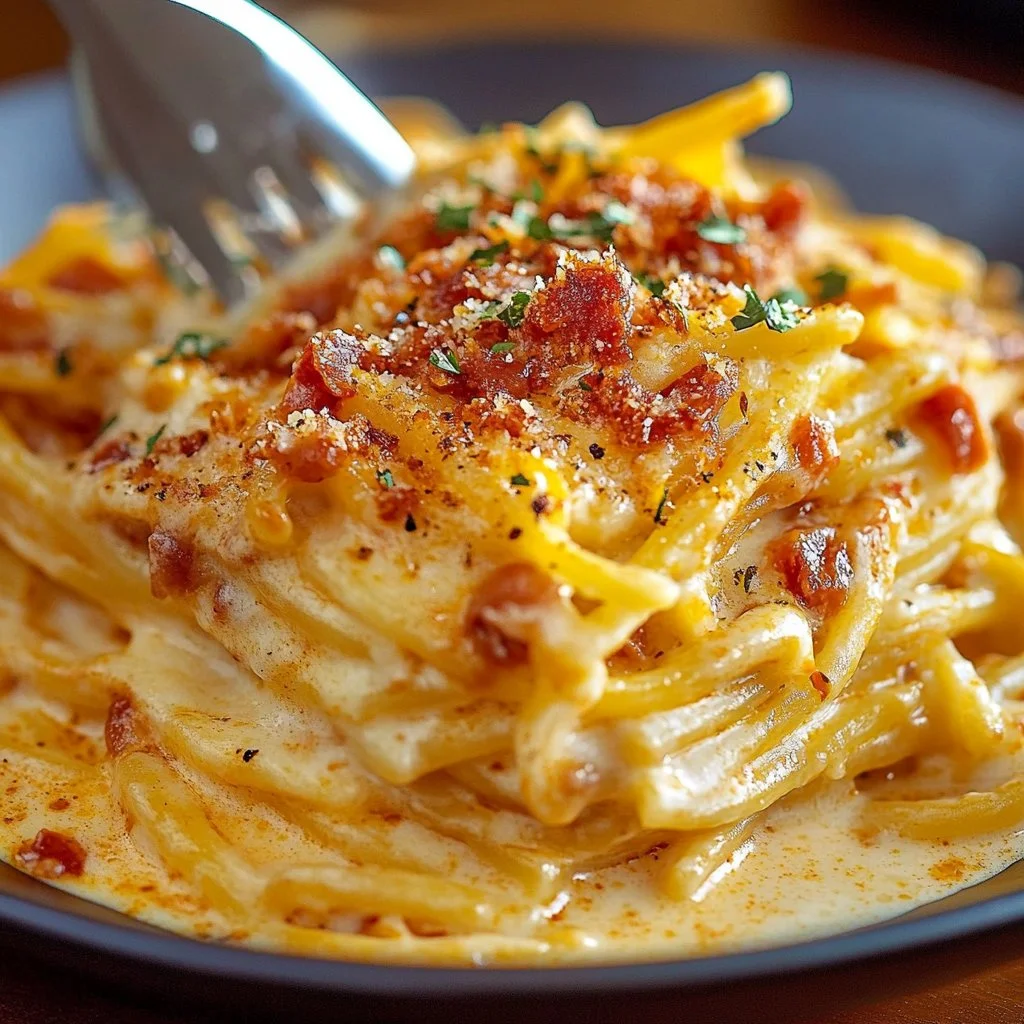 Spicy Southern cheesy chicken spaghetti served in a bowl