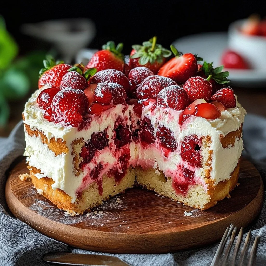 Strawberry Earthquake Cake